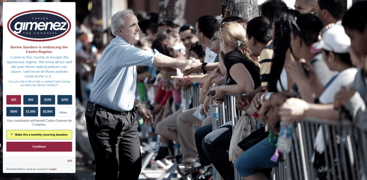 Gimenez Ad Likens Progressive Opponent to “Castro-Loving Socialist”