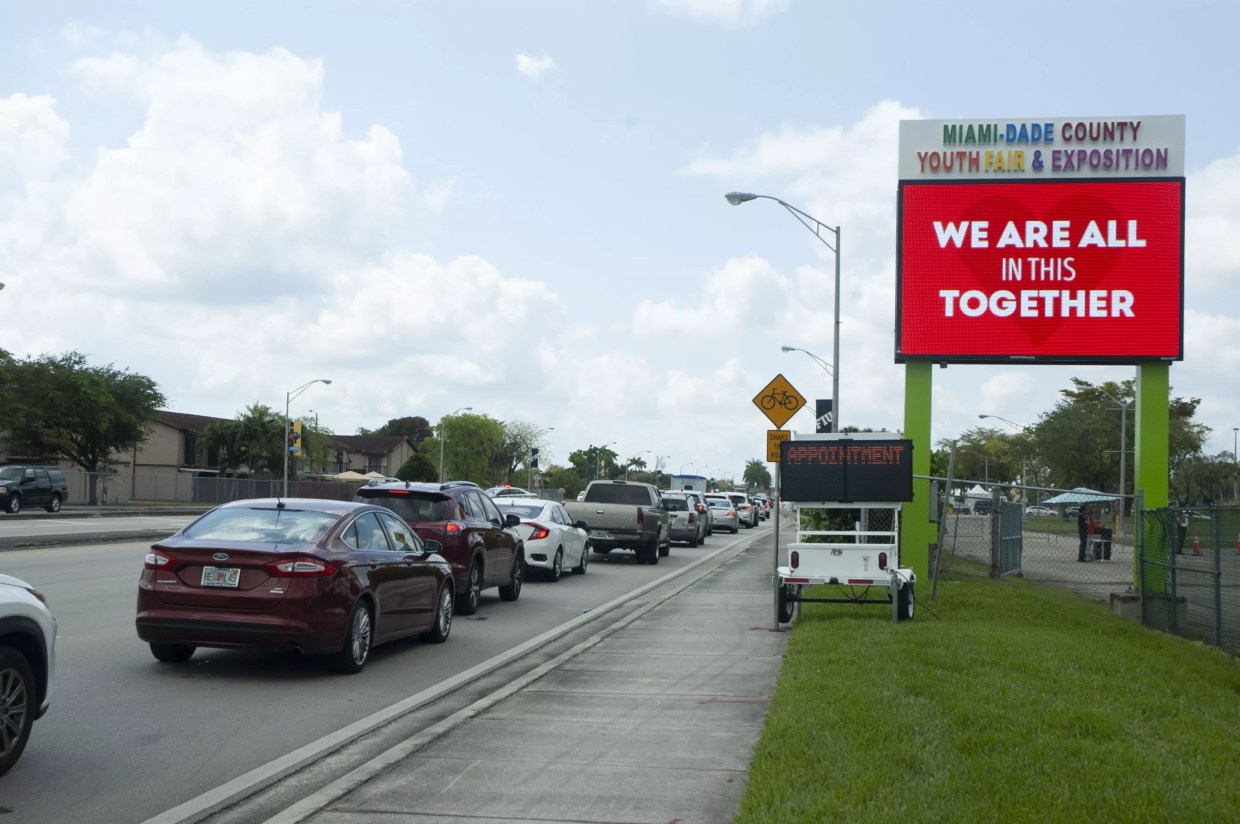 Desperate for Testing, Drivers Form Long Line at Miami-Dade Fairgrounds