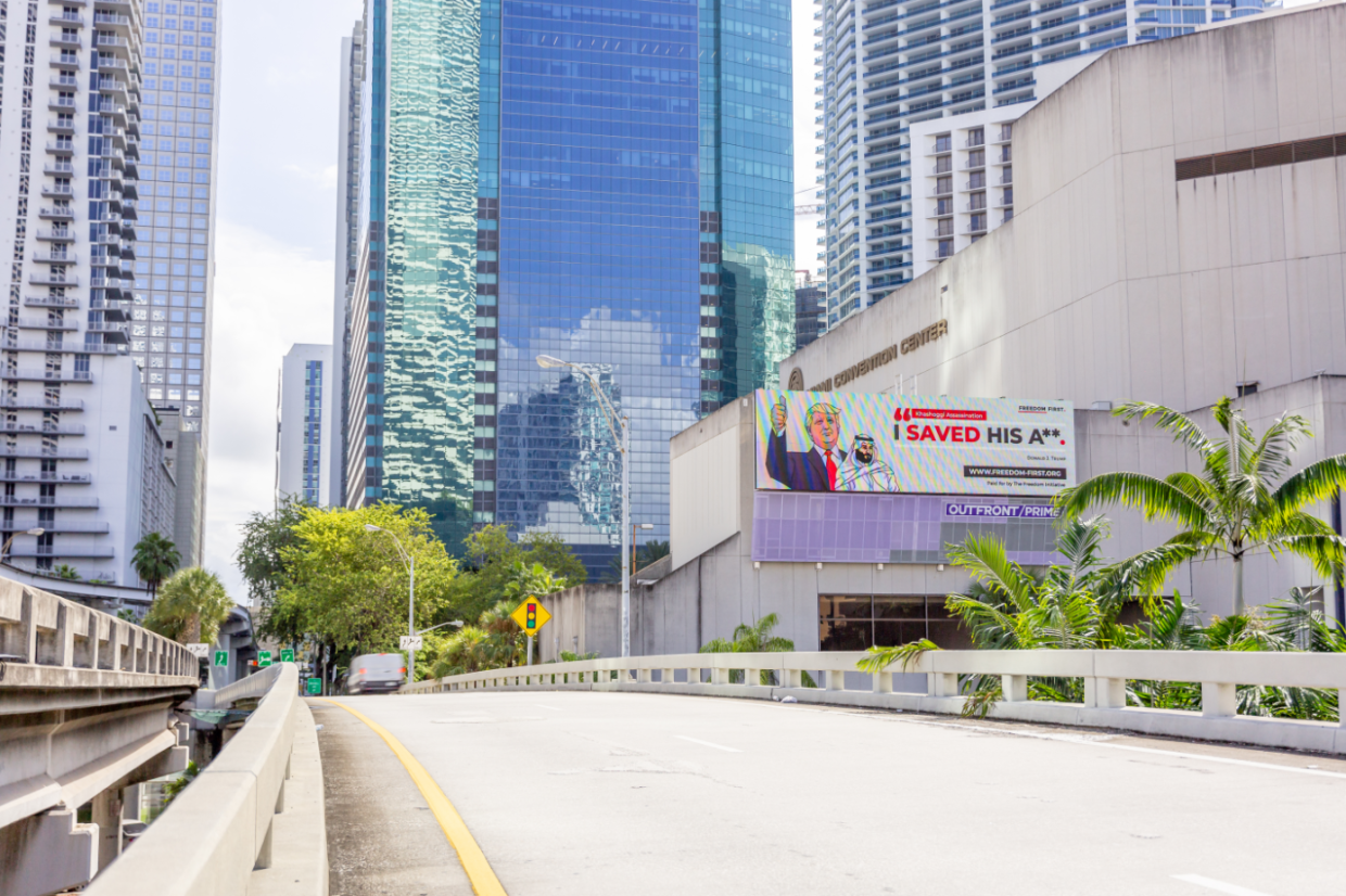 Miami Billboards Take Aim at Trump’s Ties to Saudi Arabia’s Crown Prince