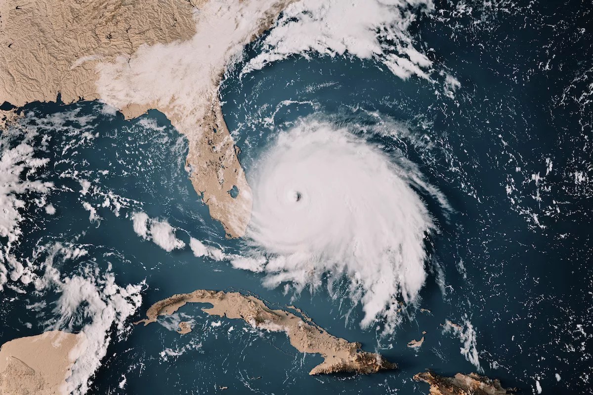 Satellite photo of Hurricane Dorian as it threatens the South Florida coast in September of 2019.