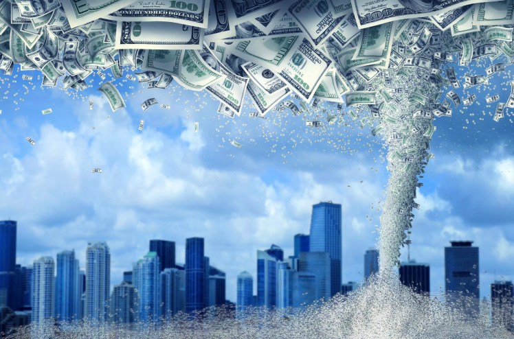 A giant tornado made of money.