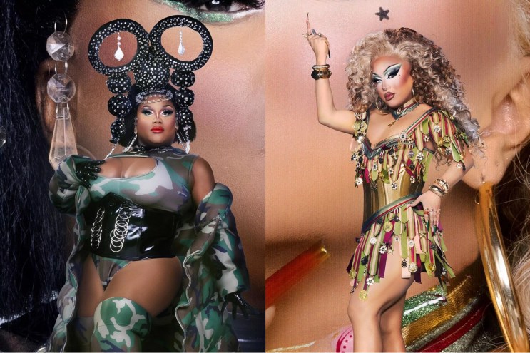 Portraits of drag queens Mhi'ya Iman Le'Paige and Morphine Love Dion
