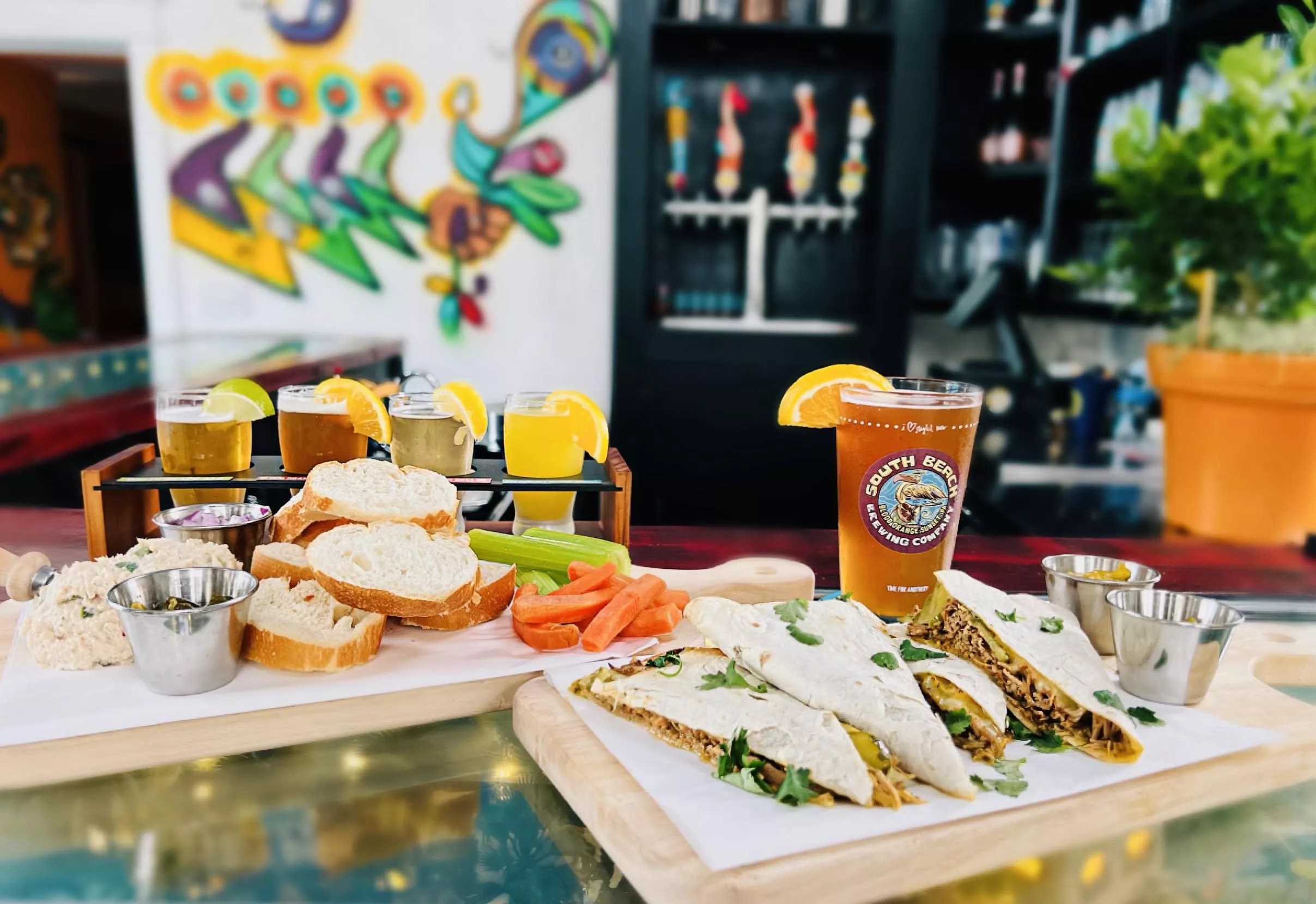 Beer and quesadillas