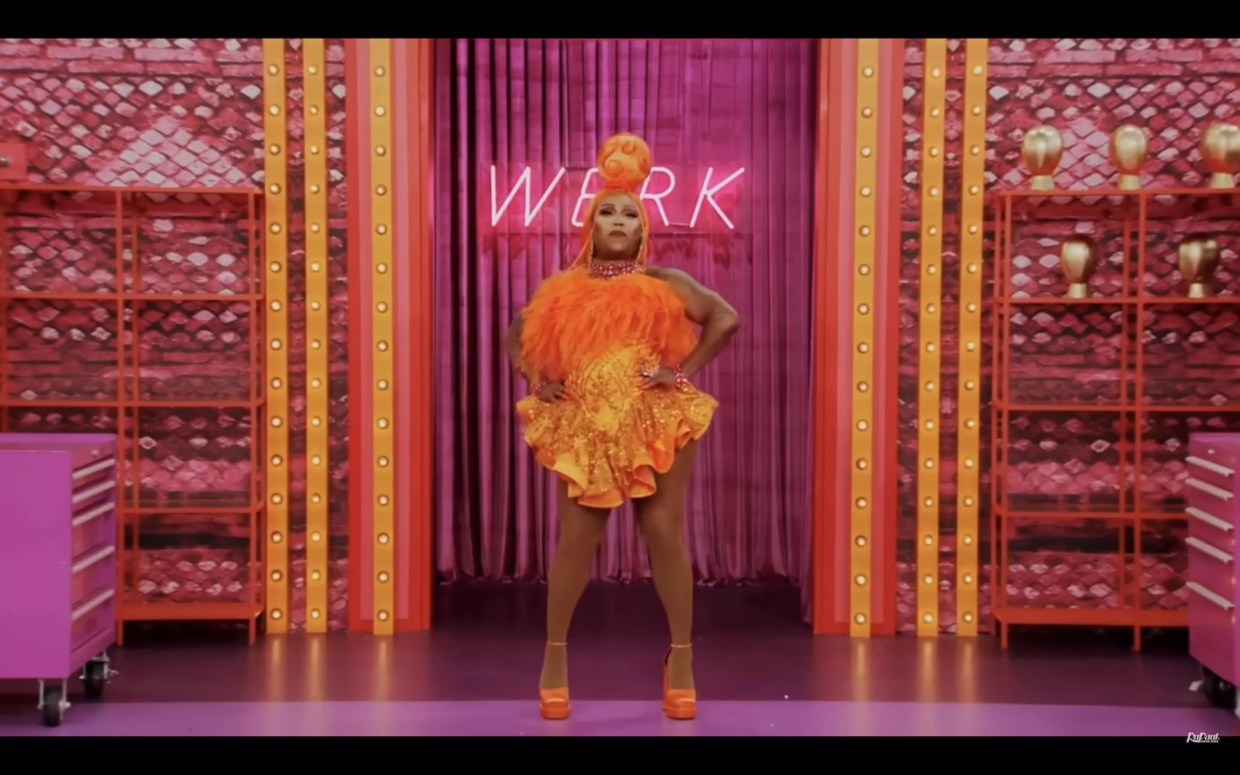 Mhi'ya Iman Le'Paige enters the Werk Room on RuPaul's Drag Race