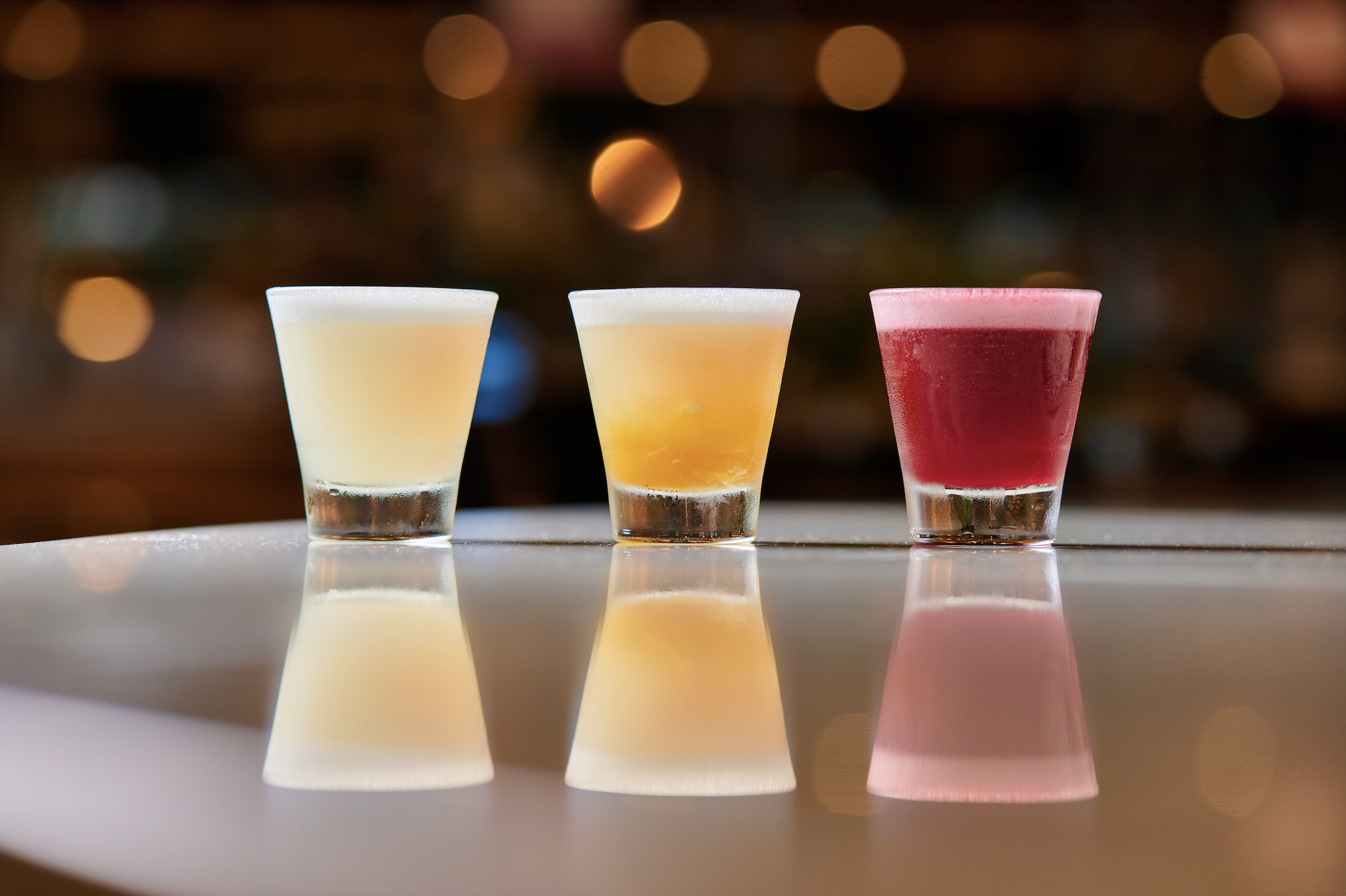 A flight of cocktails