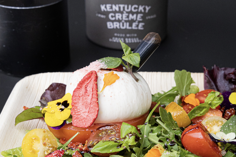 A creative dish with a side of ice cream