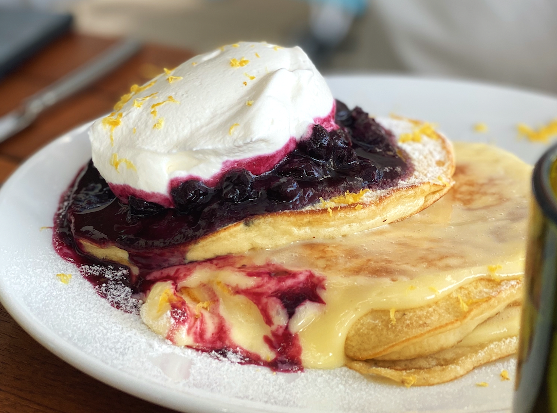Pancakes and jam on a plate