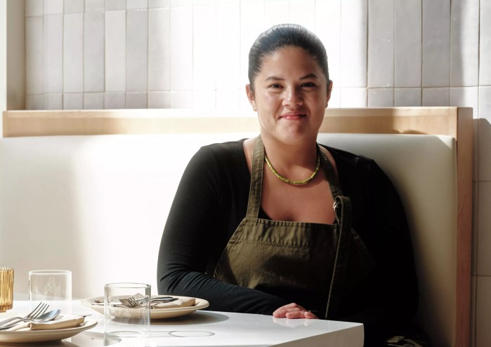 A woman sitting at a table