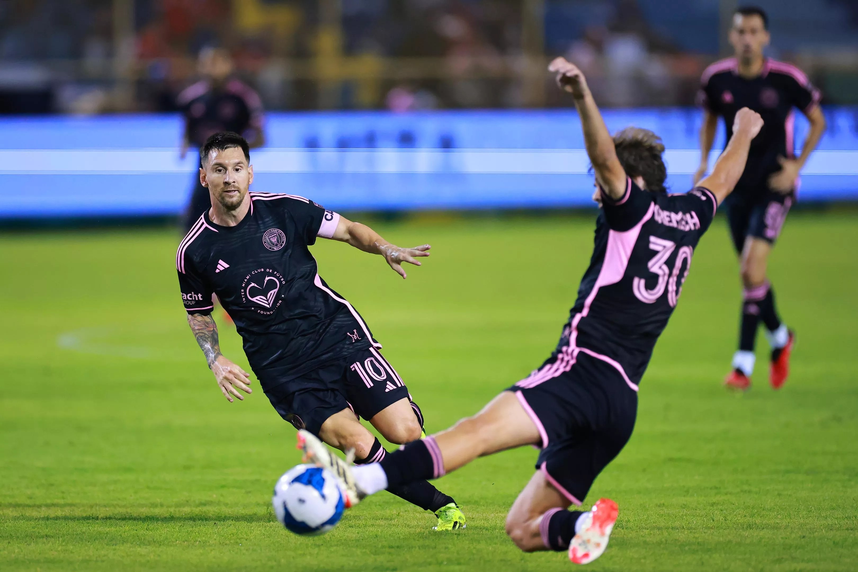 Lionel Messi plays in an exhibition match between Inter Miami and El Salvador
