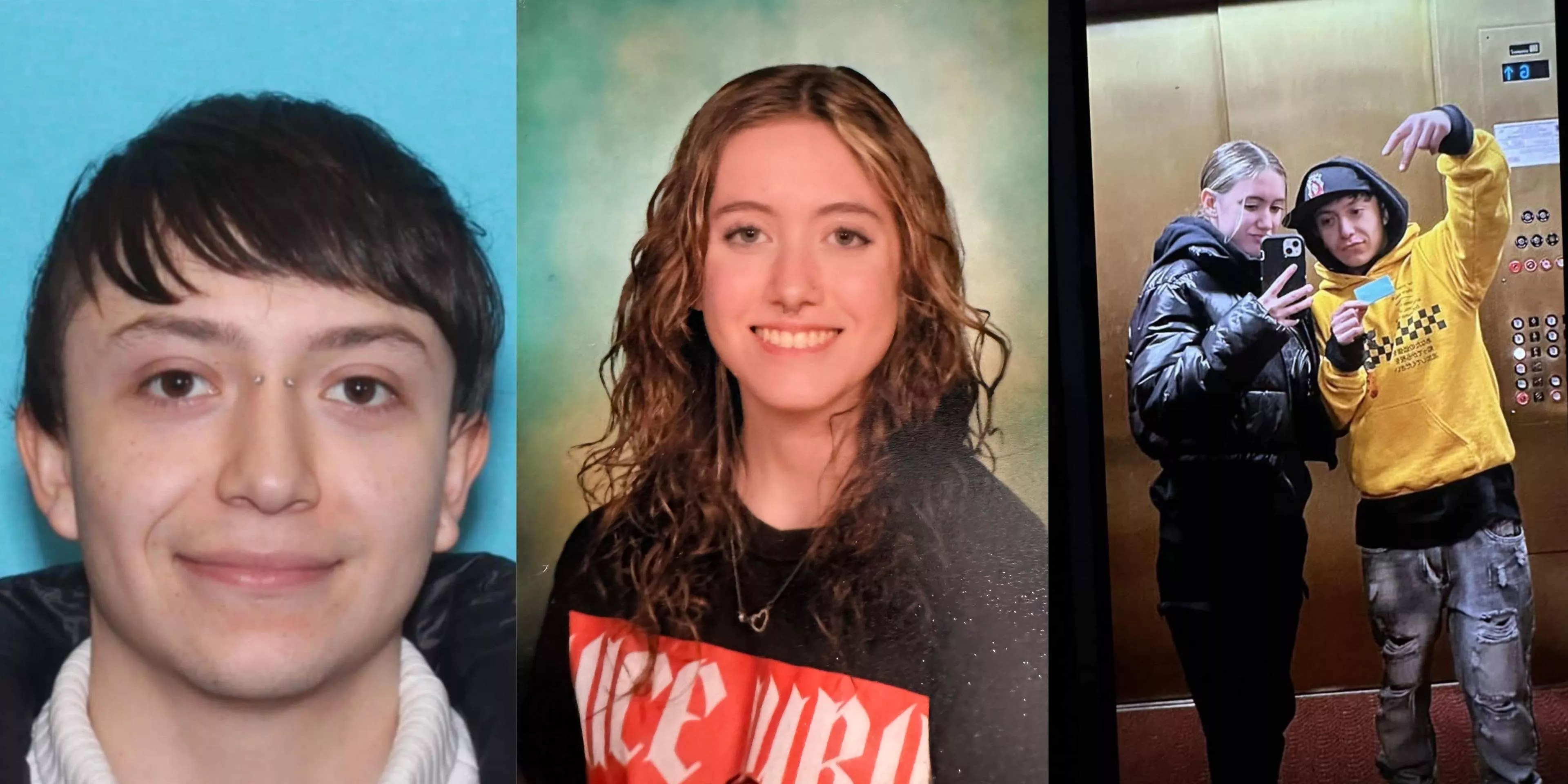 A teenager who went missing is pictured in side-by-side photos with her 23-year-old partner