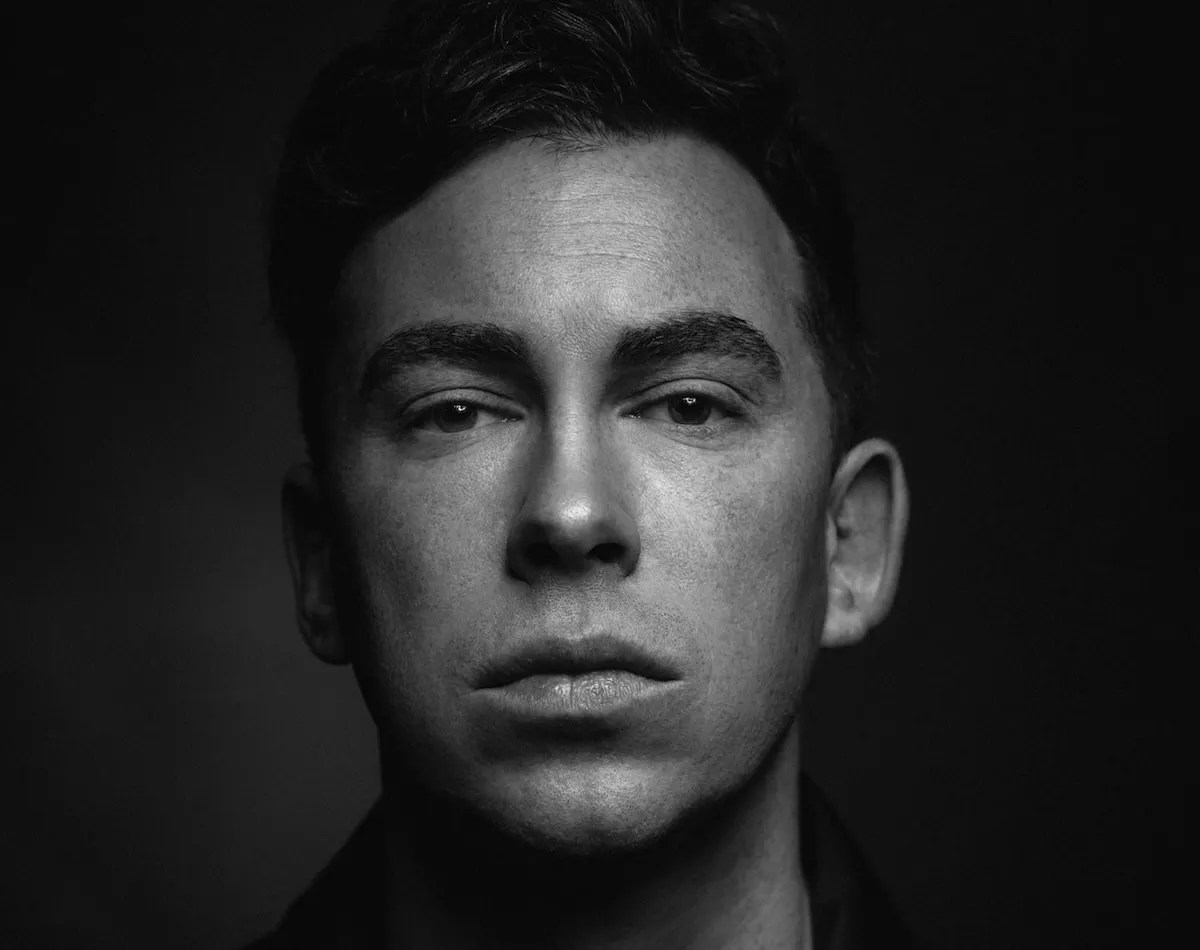 Black and white portrait of Dutch producer Hardwell