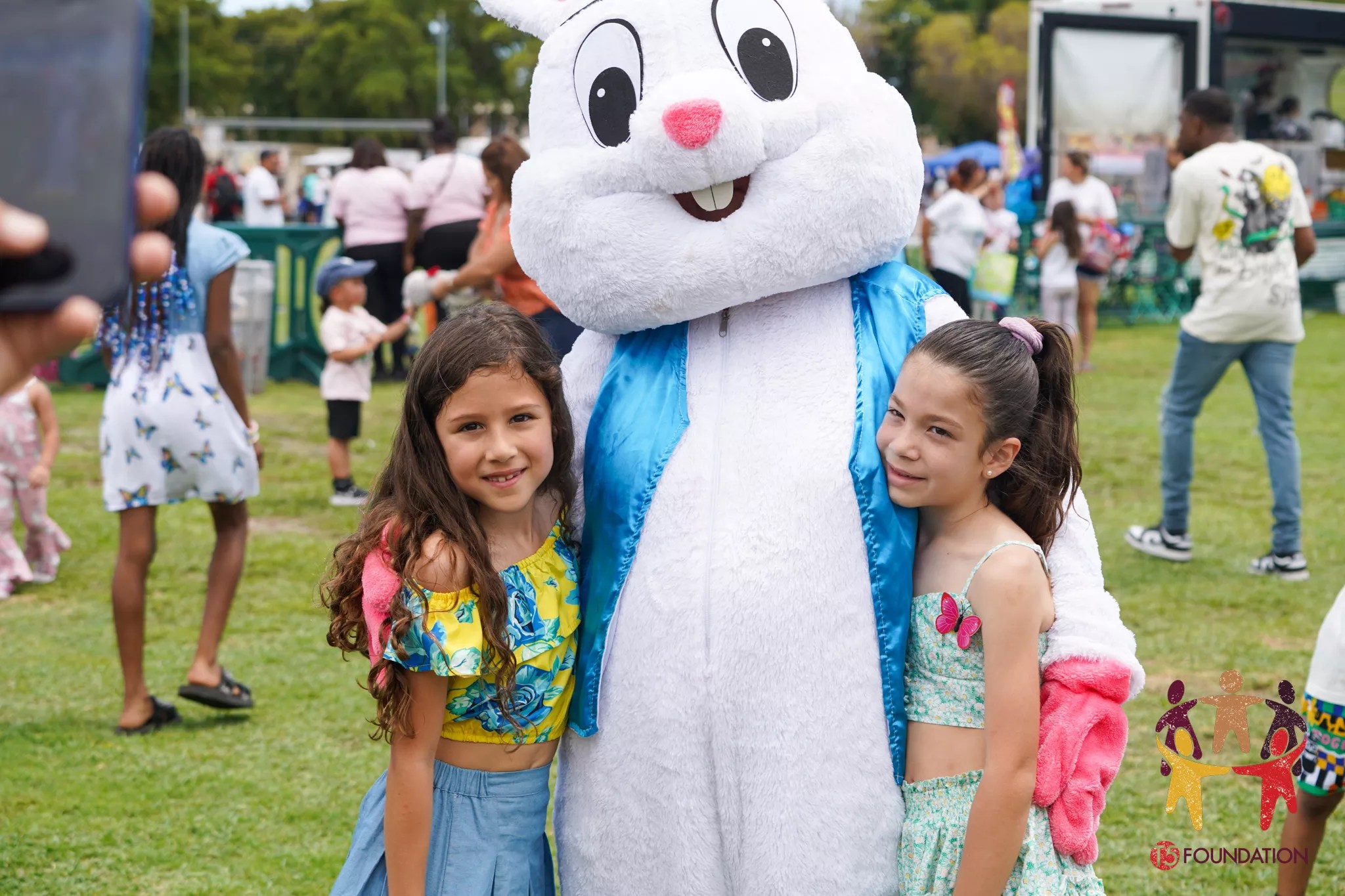 Easter Bunny with two young girls