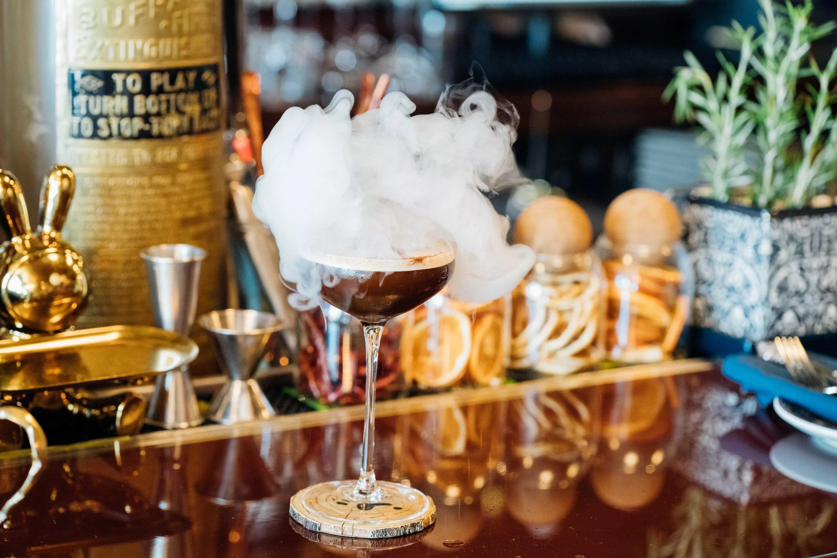 A coffee martini on a table