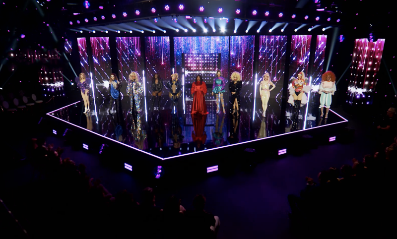 The queens lined up on stage