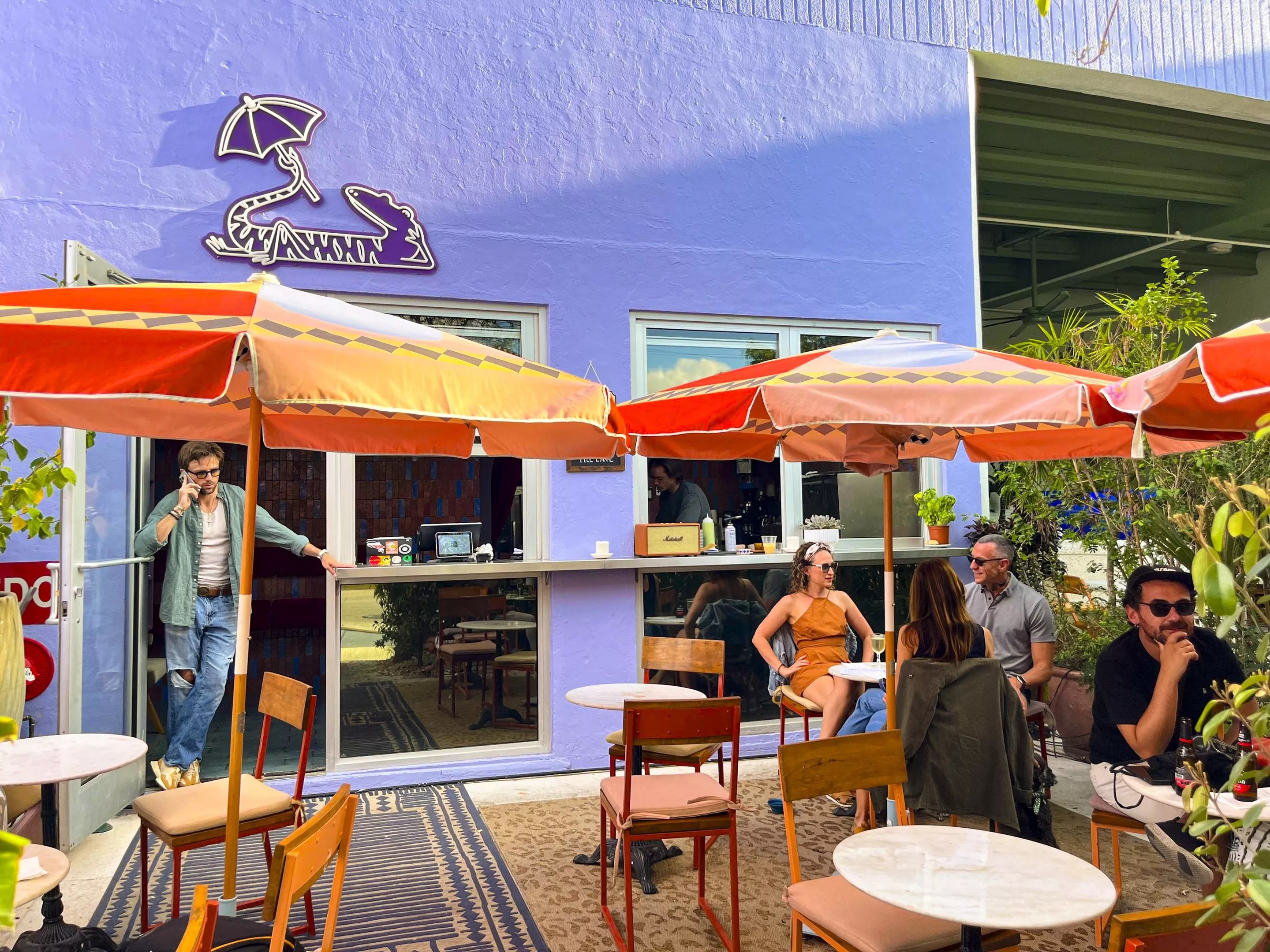 People outside of a café