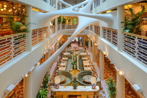 The interior atrium of the Moore building