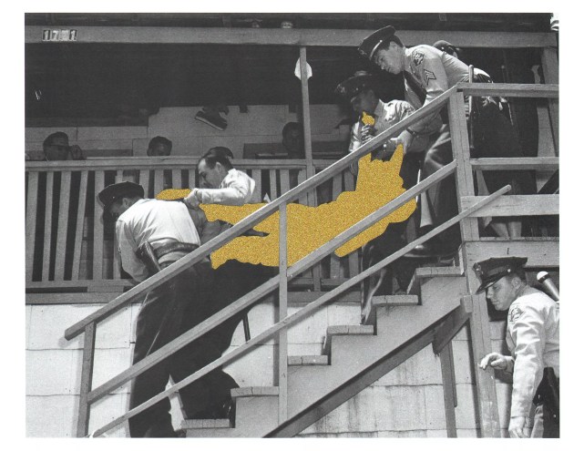 Artemisa Clark artwork of black and white photo with gold glitter