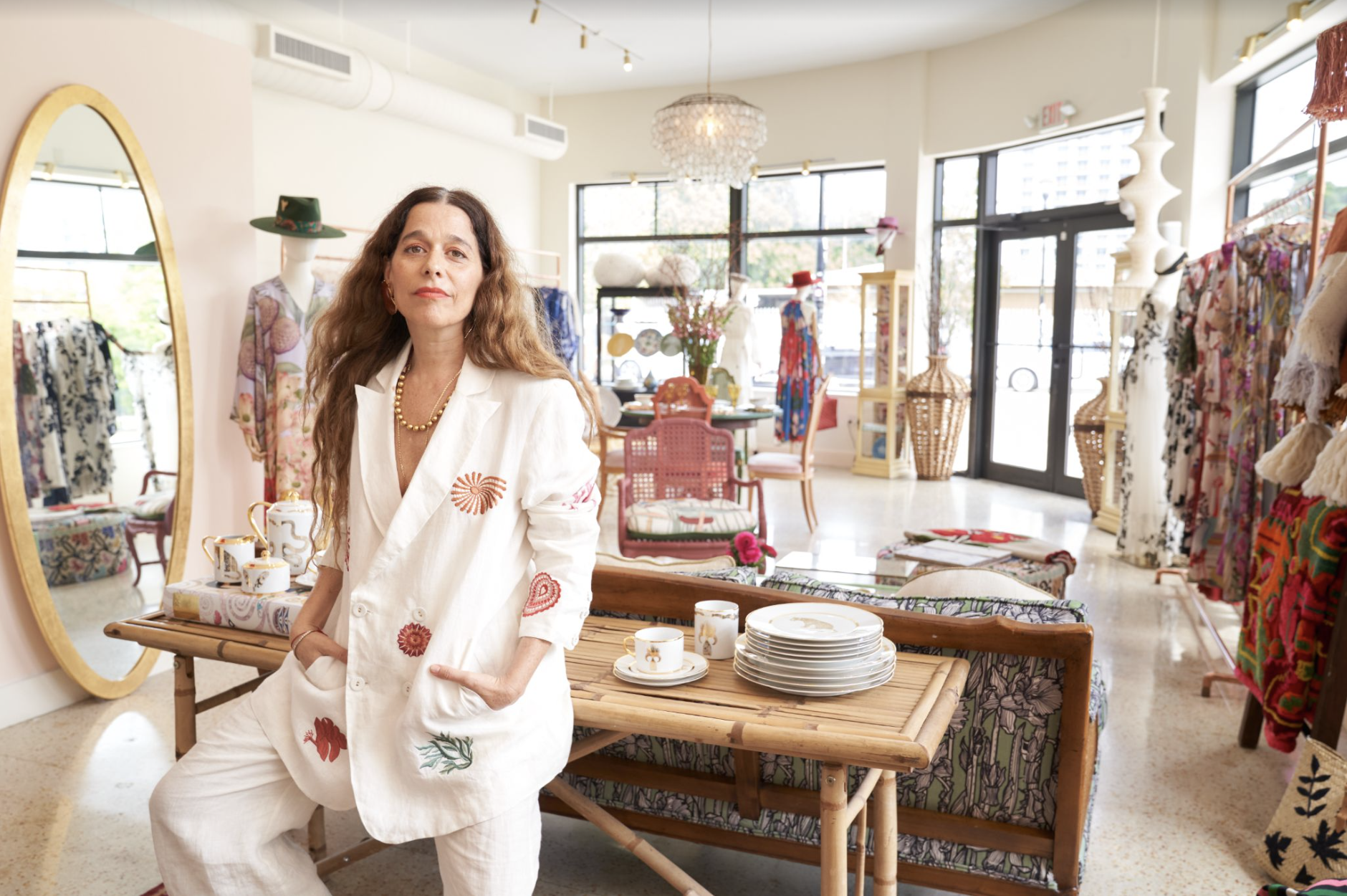 Carolina Kleinman posing inside her flagship store