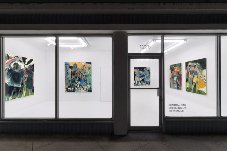 View of Chemu Ng'ok's "To Witness" at Central Fine from the street