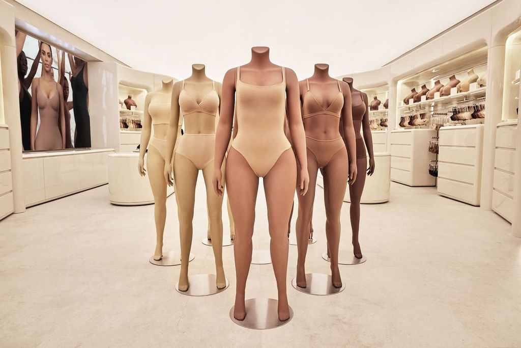 Mannequins wearing SKIMS shapewear.