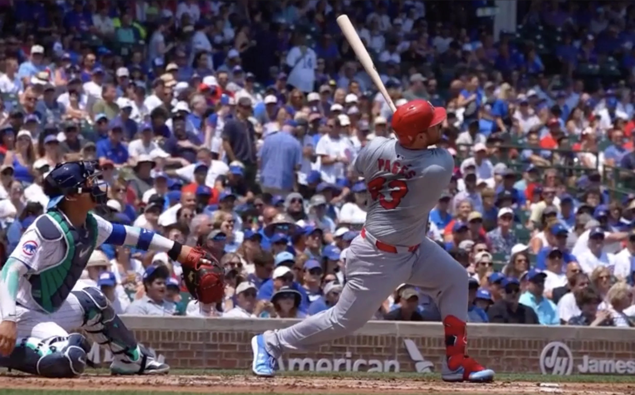 Pedro Pagés at bat at Wrigley Field in Chicago.