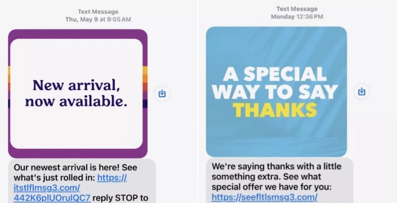 Text message screenshots show Trulieve sending unwanted promotional texts to customers after they opted out.