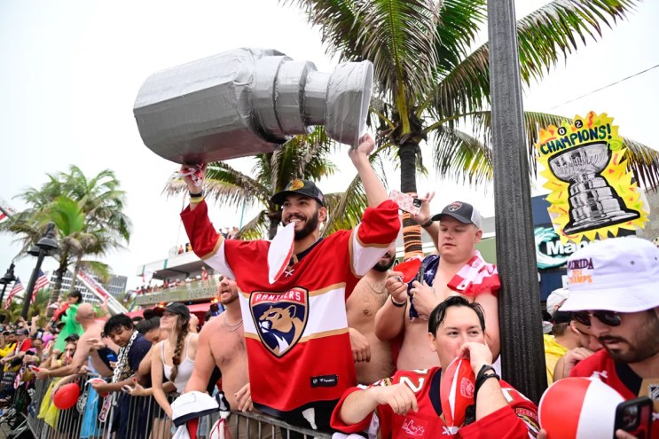 The Florida Panthers party with the 2025 Stanley Cup