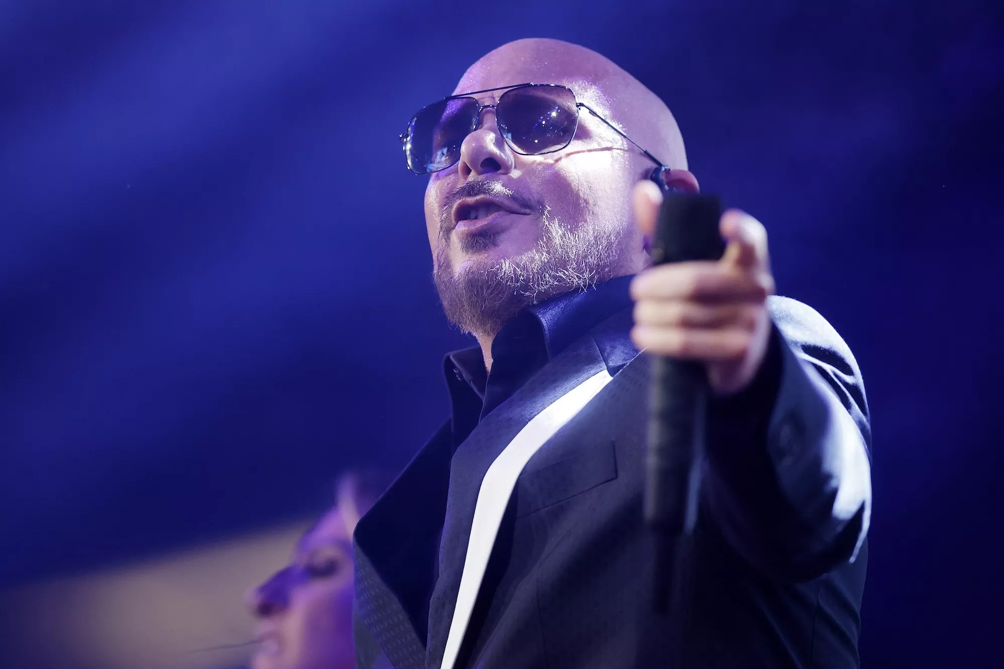 Pitbull performing on stage