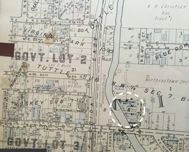 a detail from a mid-20th-century map of the Little River area of Miami near NE 79th Street