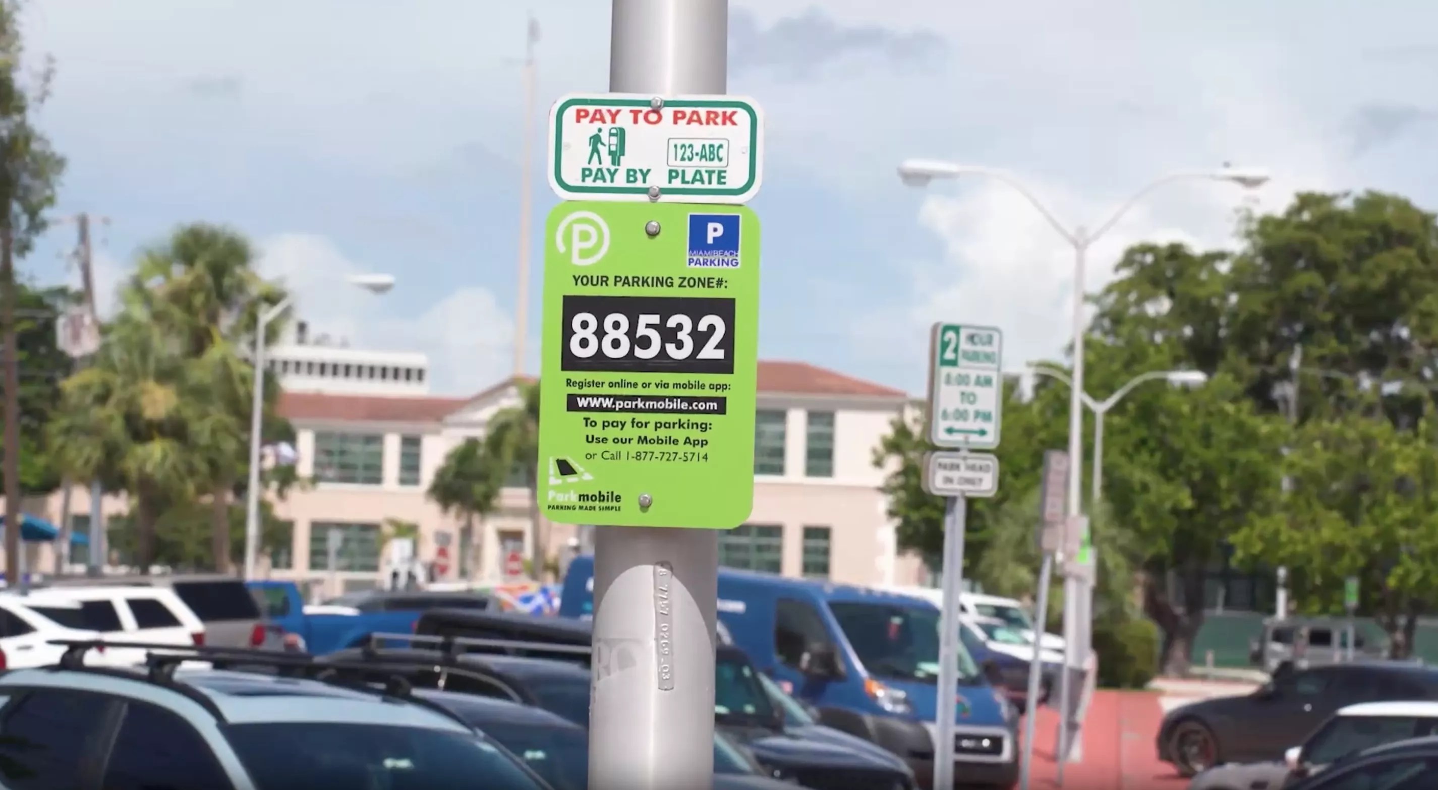 A ParkMobile sign in Miami beach