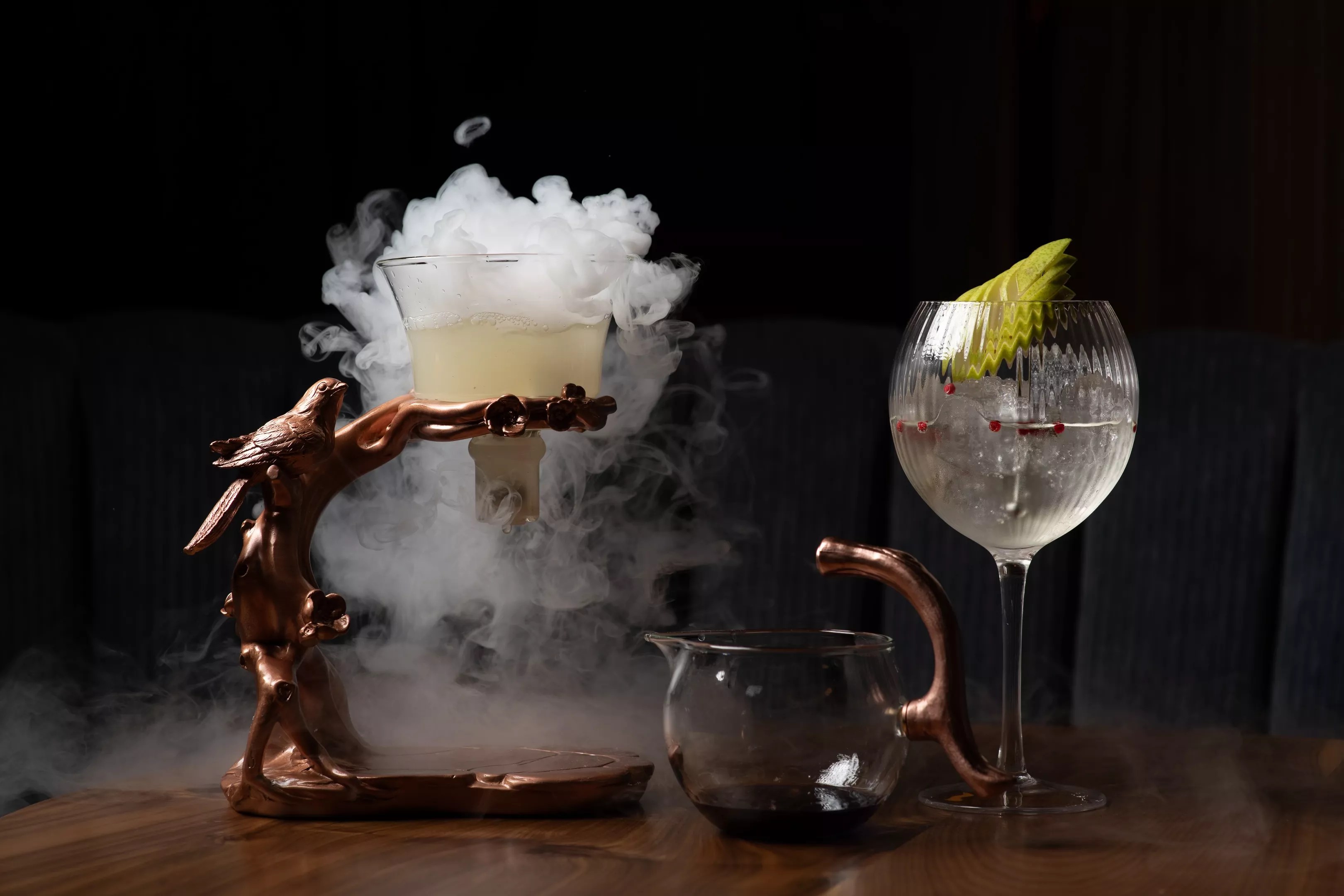 a cocktail with smoke