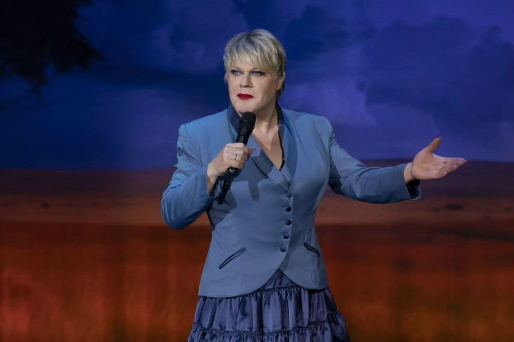 Comedian Eddie Izzard on stage