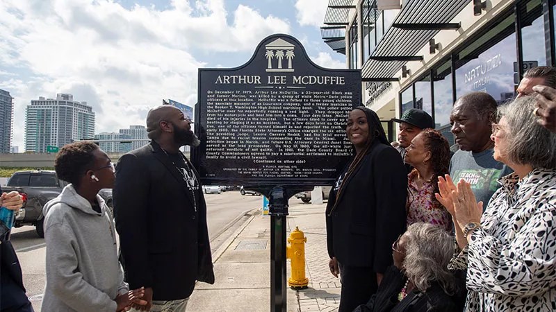 Unveiling ceremony of Arthur McDuffie Plaque