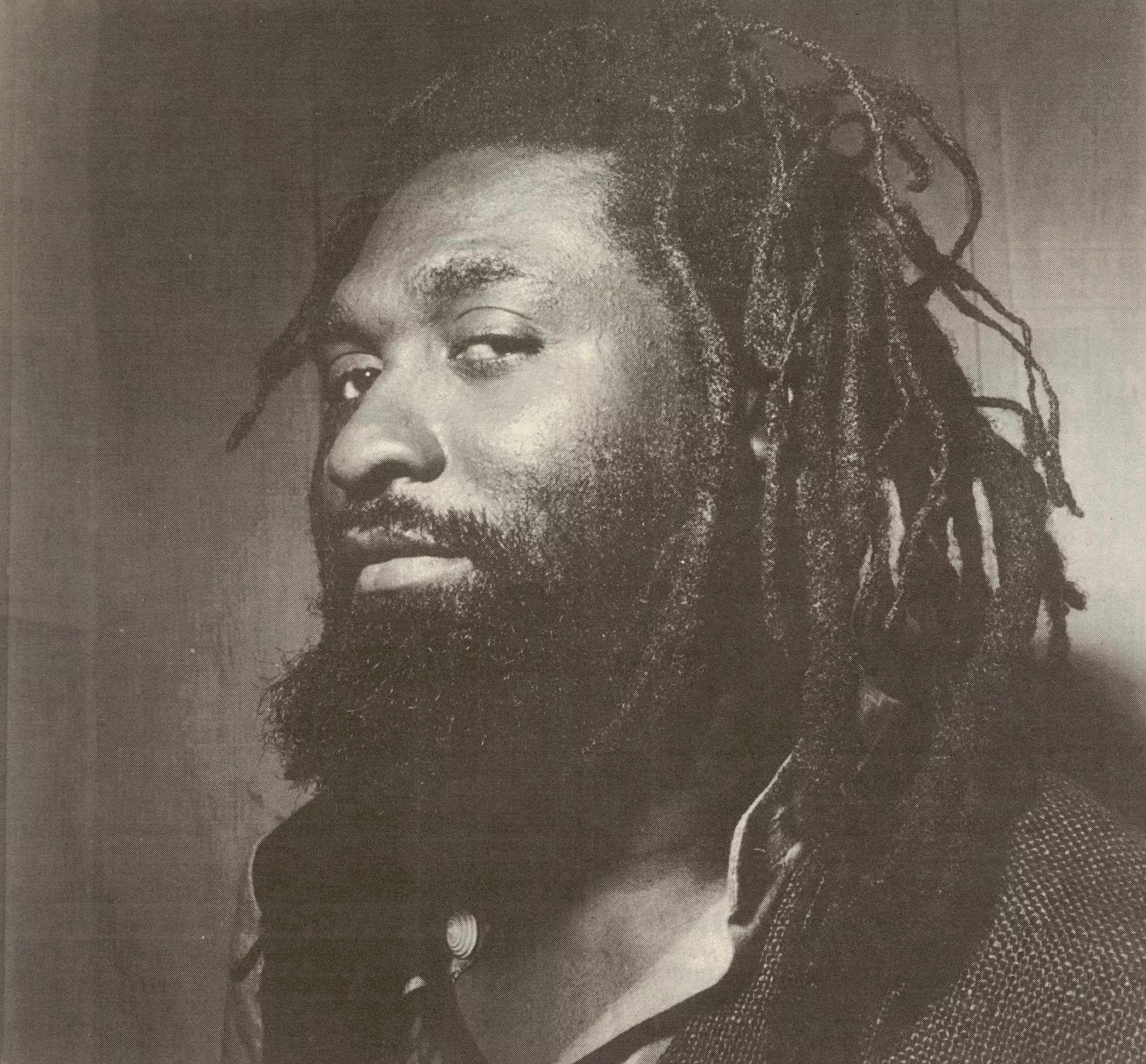 black and white portrait of a reggae artist