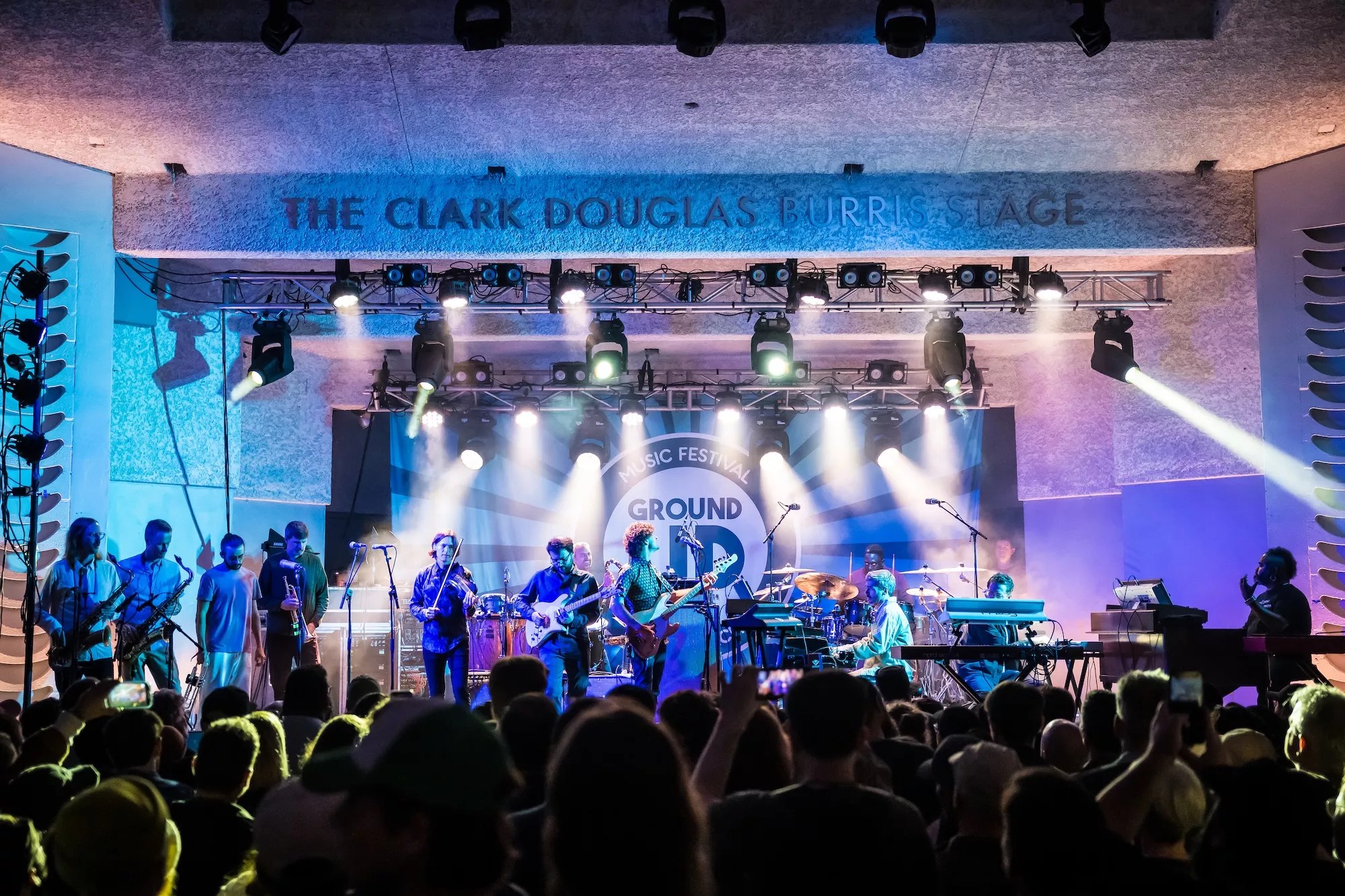 Snarky Puppy performing onstage at the Miami Beach Bandshell