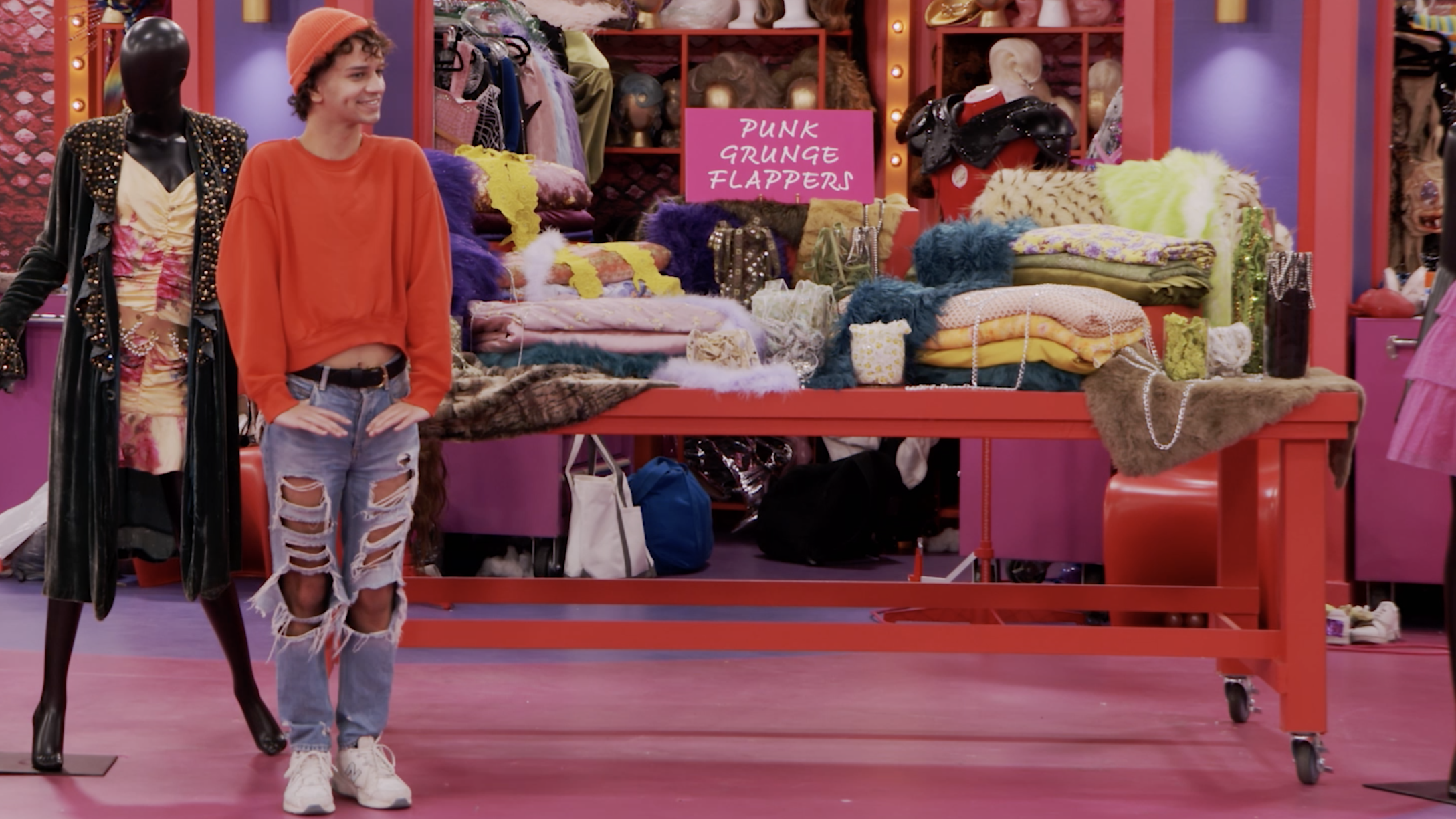 drag queen Suzie Toot in the workroom, not wearing makeup