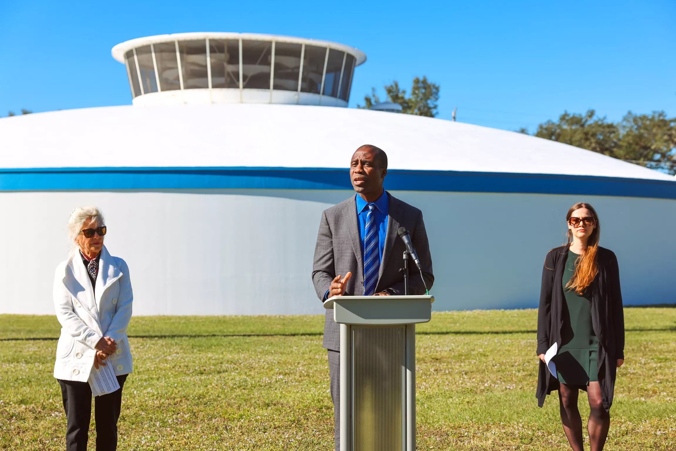 Joseph Ladapo speaks at a podium at a press conference