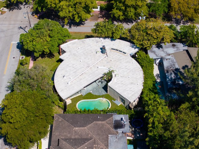 An aerial view of Morris Lapidus' home on Michigan Avenue in Miami Beach