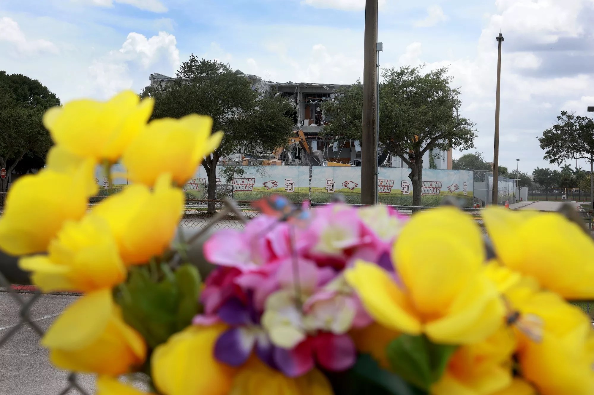 June 17, 2024: Demolition crews continue to tear down a building at Marjory Stoneman Douglas High School in Parkland, FL, where 17 students and teachers were murdered in 2018. The building remained standing as a crime scene while Nikolas Cruz, who shot more than 30 people, faced prosecution. Cruz was sentenced in 2022 to life without parole.