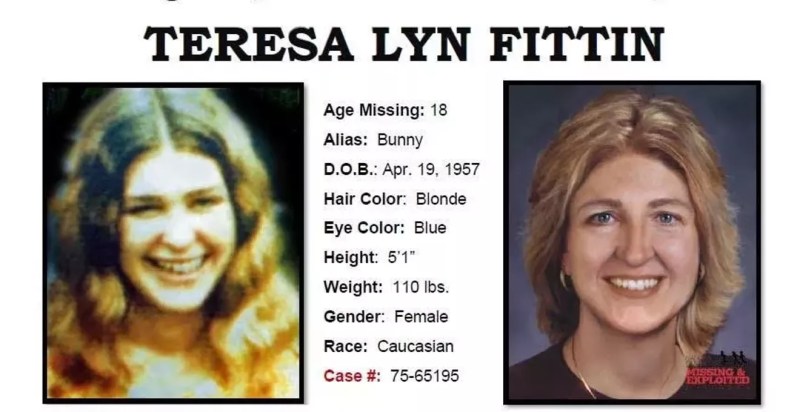 A missing persons poster for Teresa Lyn Fittin.