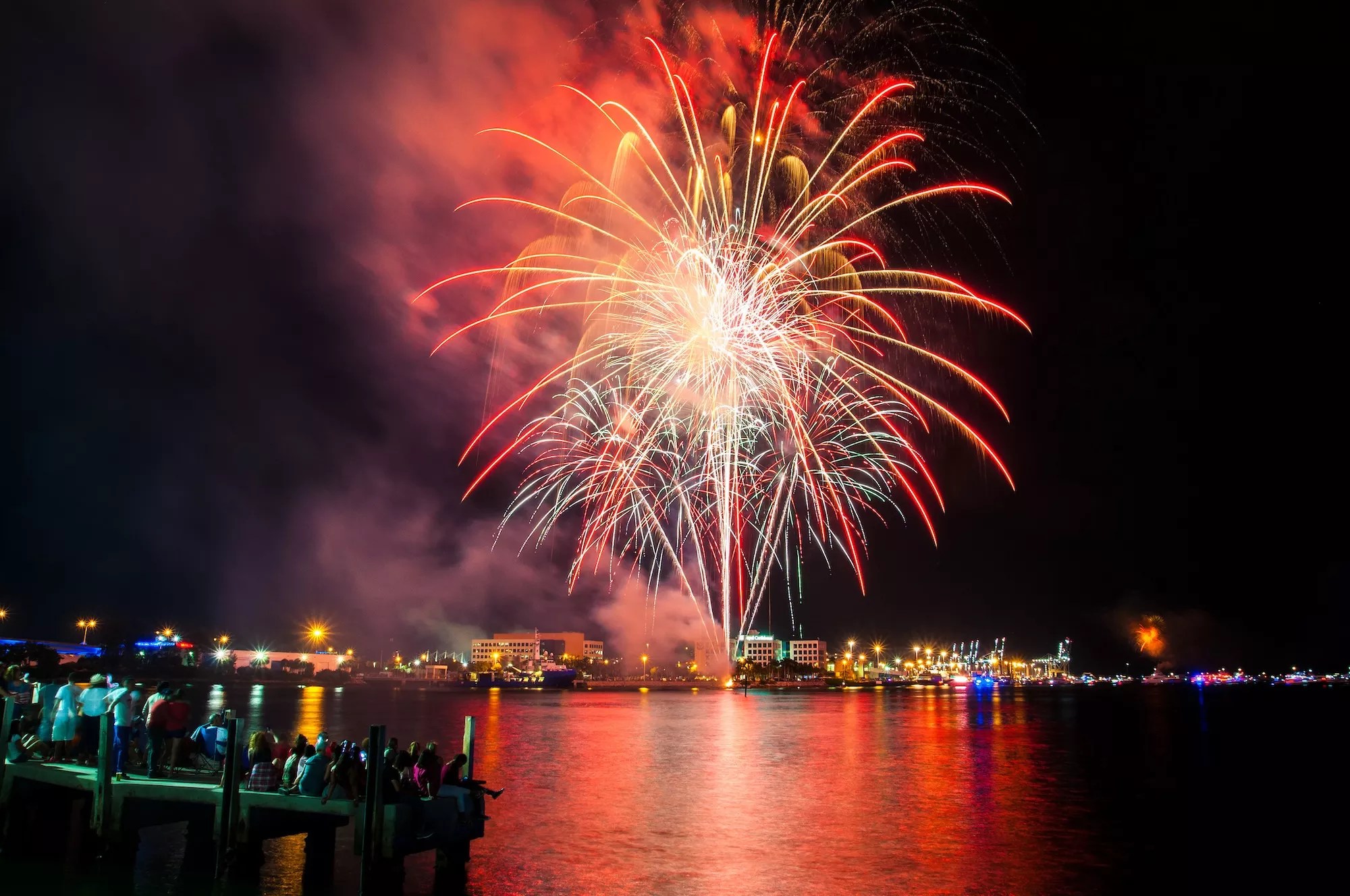 fireworks display over the Miami skyline