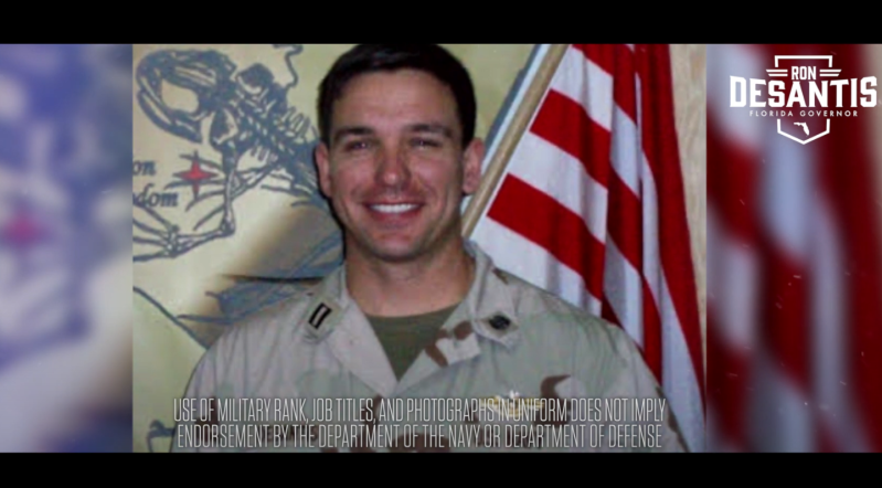 A photo of Ron DeSantis from his "It Takes a Veteran to Know a Veteran" ad.
