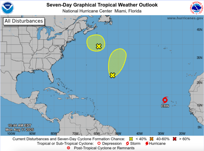 A rendering of storms in the Atlantic Ocean.