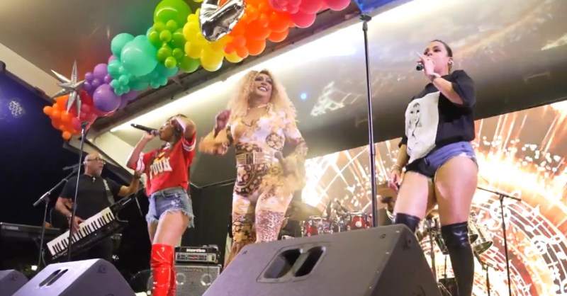 Drag queen Marytrini performs at Joe Carollo's event in Little Havana