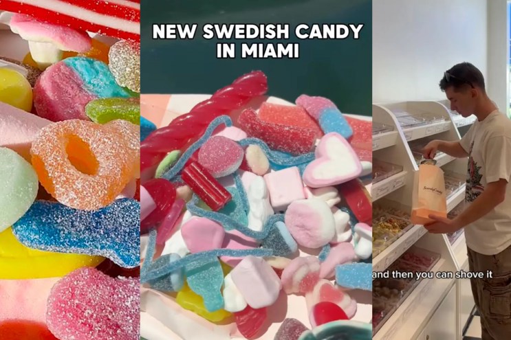 multiple photos of colorful candies